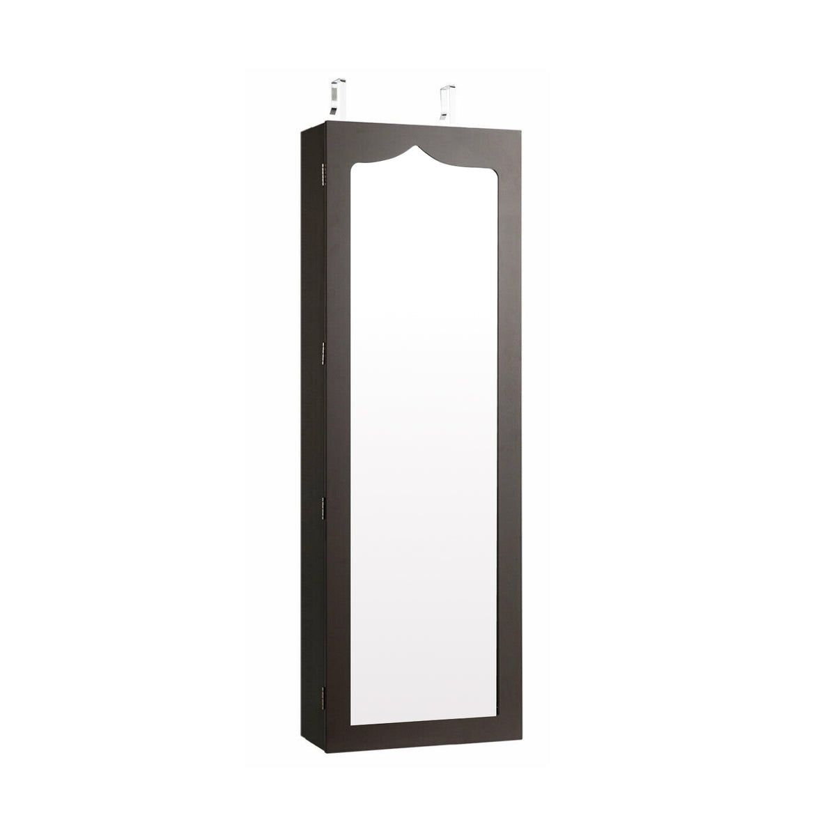 Wall-Mounted Jewelry Armoire with Mirror & LED Lights - Black