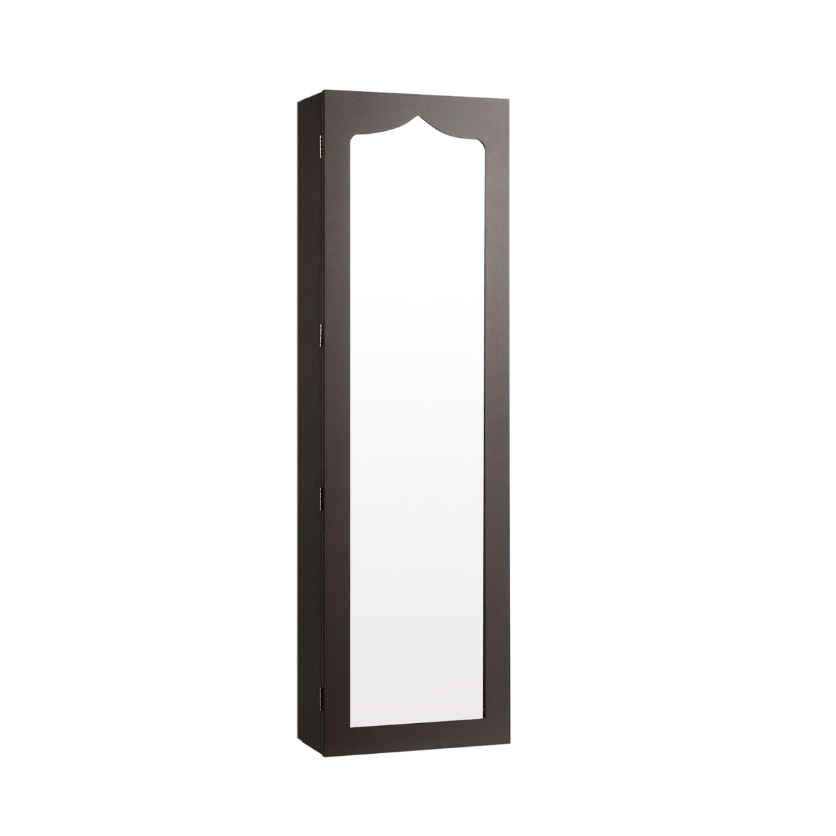 Door Hanging Jewelry Armoire with Mirror & LED Lights - Brown