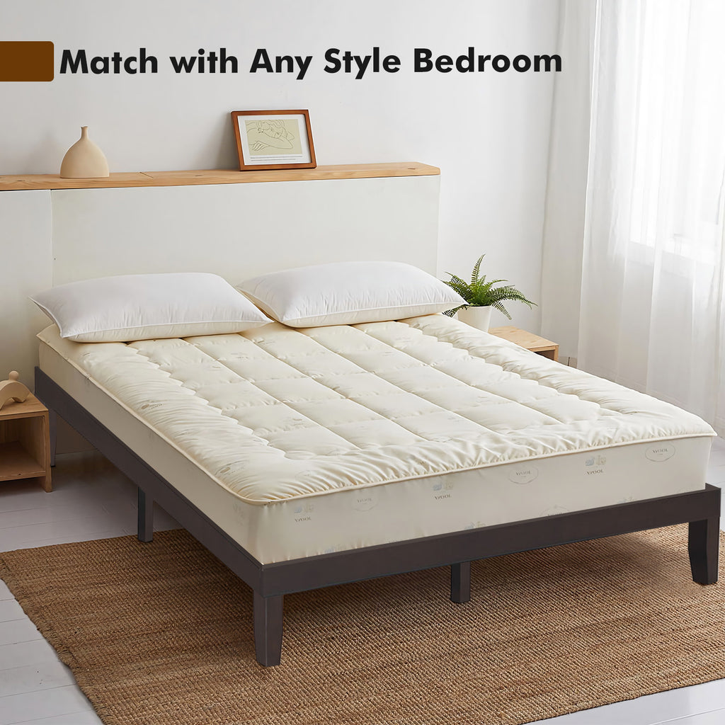 King Size Platform Bed Frame with Wood Slats - Brown