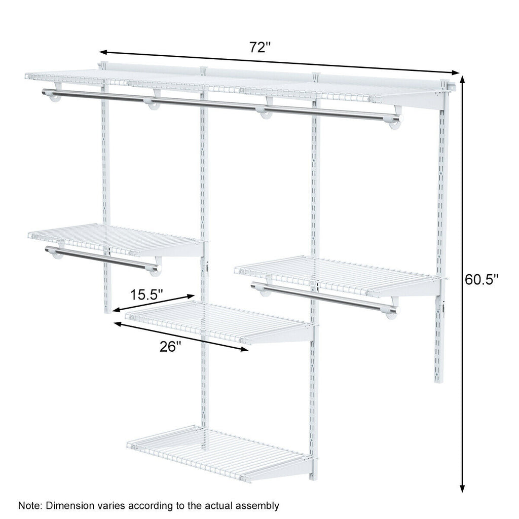 Adjustable Wall Mounted Closet Rack System 4-6 Feet