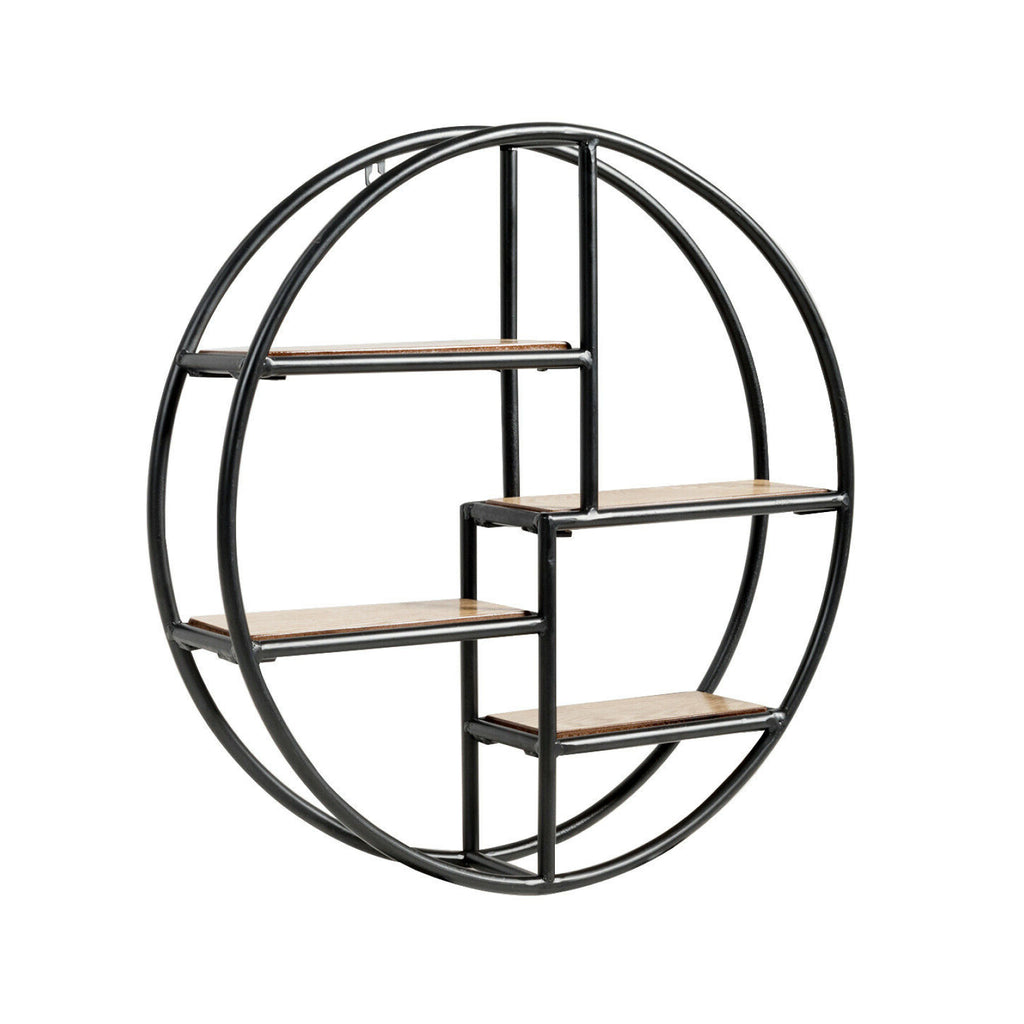 4-Tier Circular Wall Shelf – Nordic Round Storage Rack