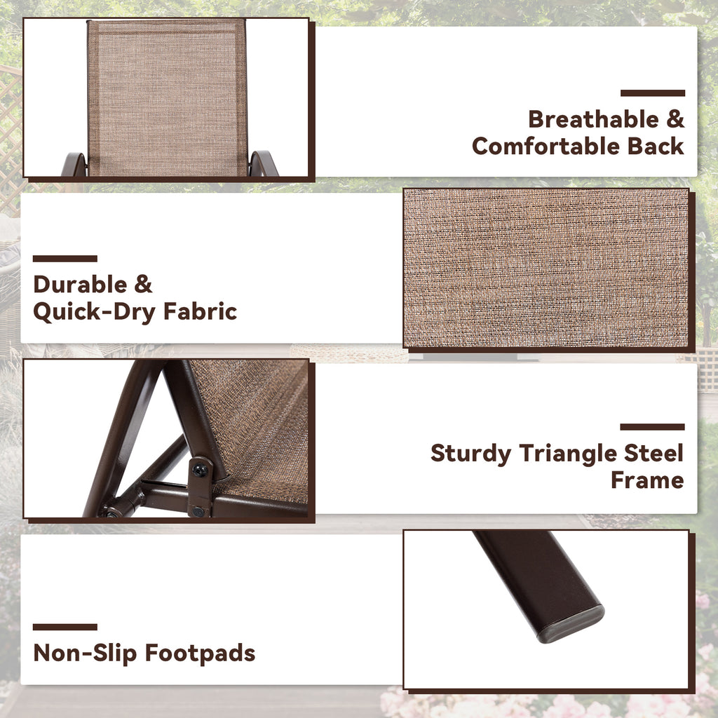 Outdoor Dining Chair with Armrest - Brown (Set of 2)