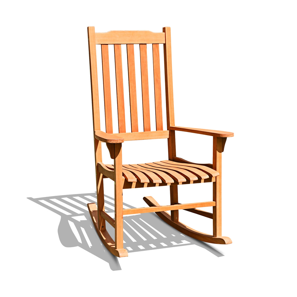 Rocking Chair with Solid Wooden Frame for Garden and Patio