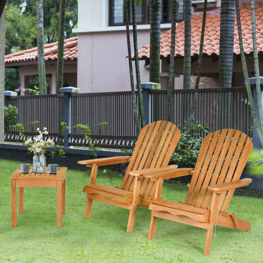 Adirondack Chair Set 3-Piece with Side Table - Eucalyptus