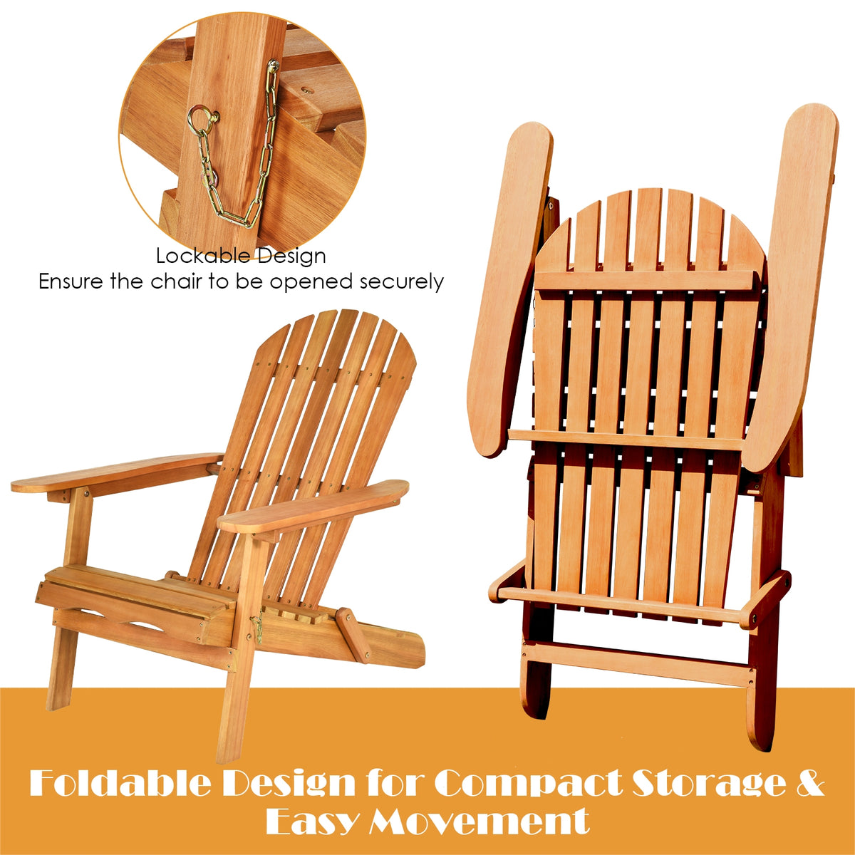 Adirondack Chair Set 3-Piece with Side Table - Eucalyptus