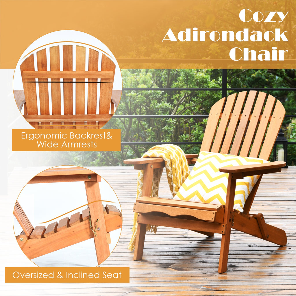 Adirondack Chair Set 3-Piece with Side Table - Eucalyptus