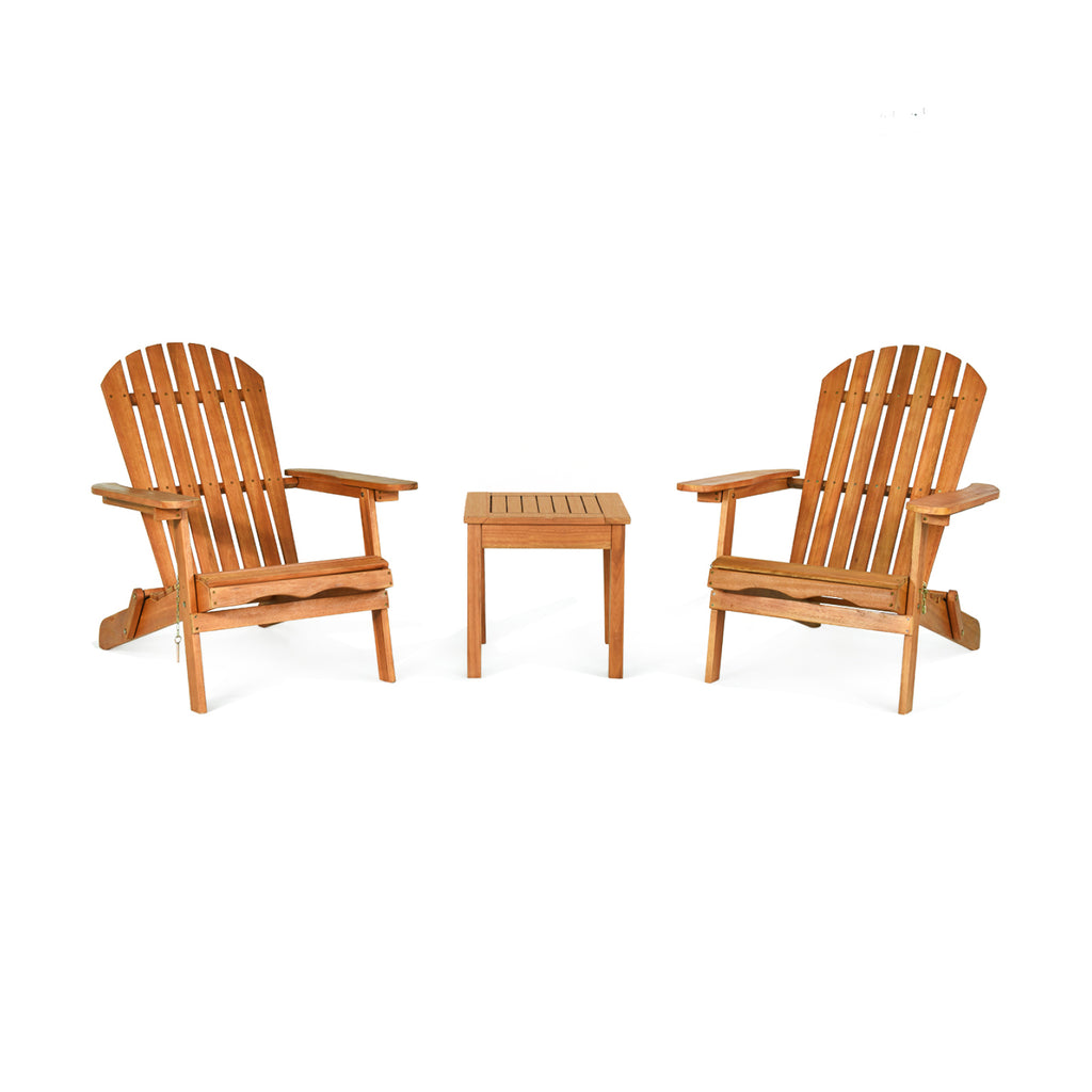 Adirondack Chair Set 3-Piece with Side Table - Eucalyptus