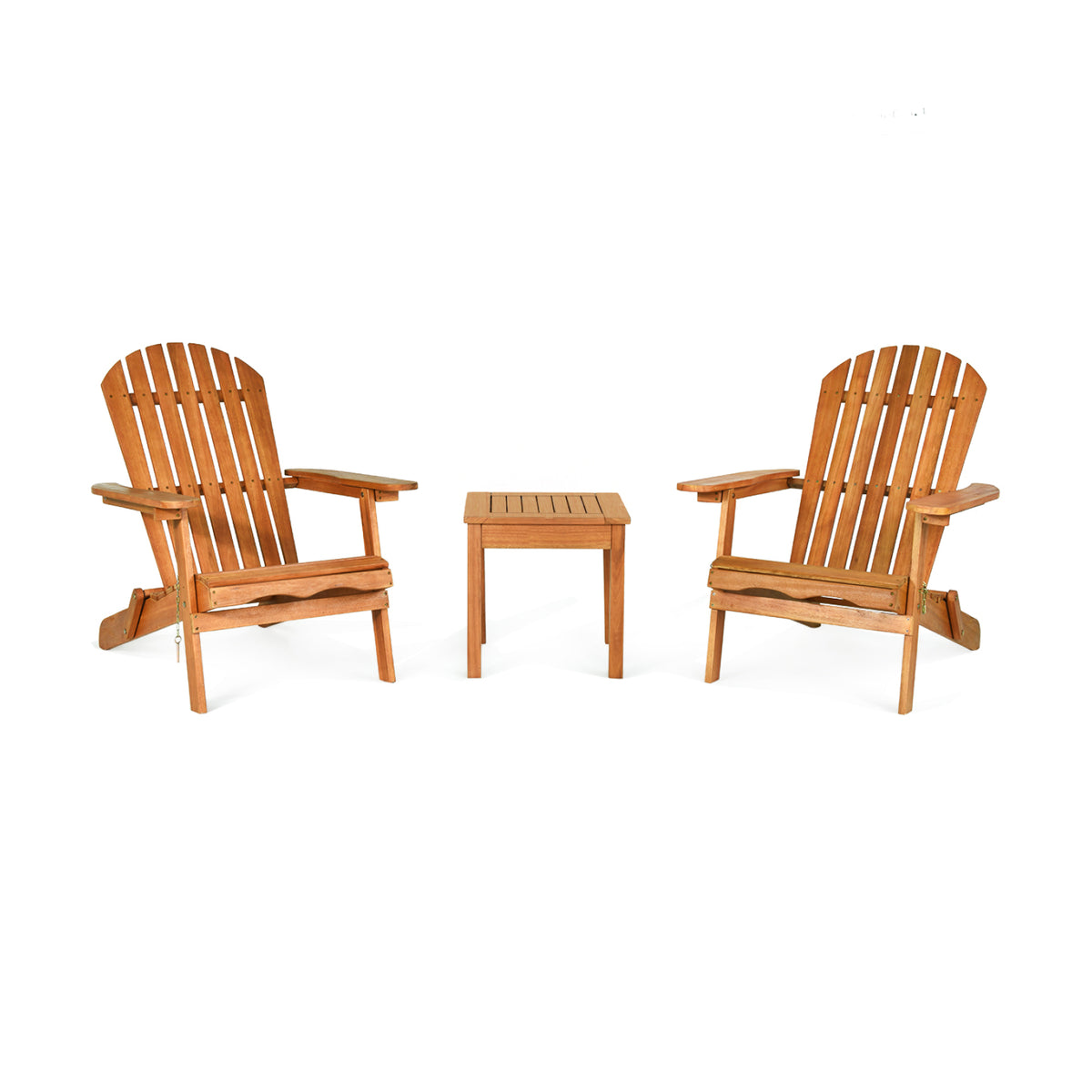 Adirondack Chair Set 3-Piece with Side Table - Eucalyptus
