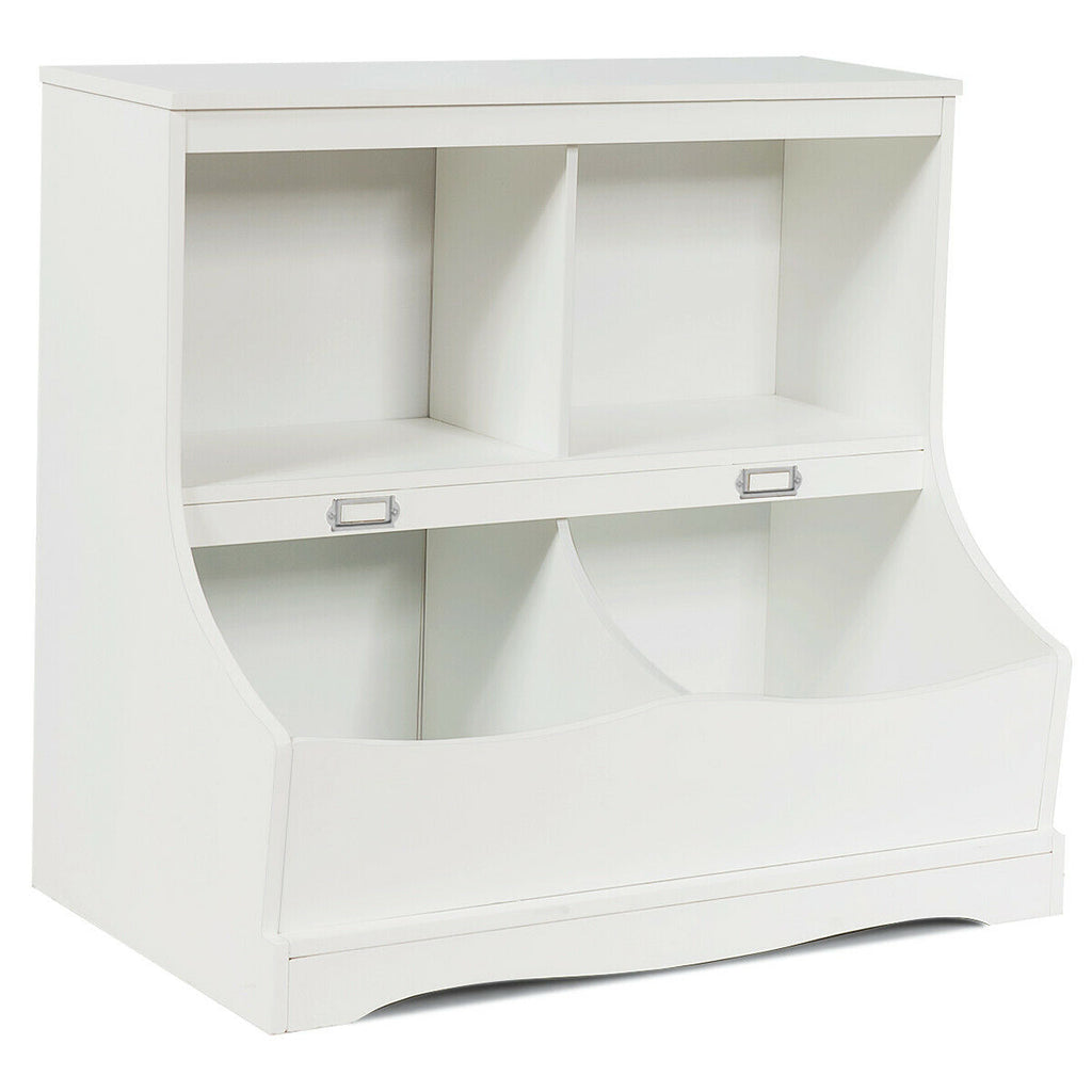 Kids 3-Tier Bookcase Storage Organizer with 4 Open Compartments - White
