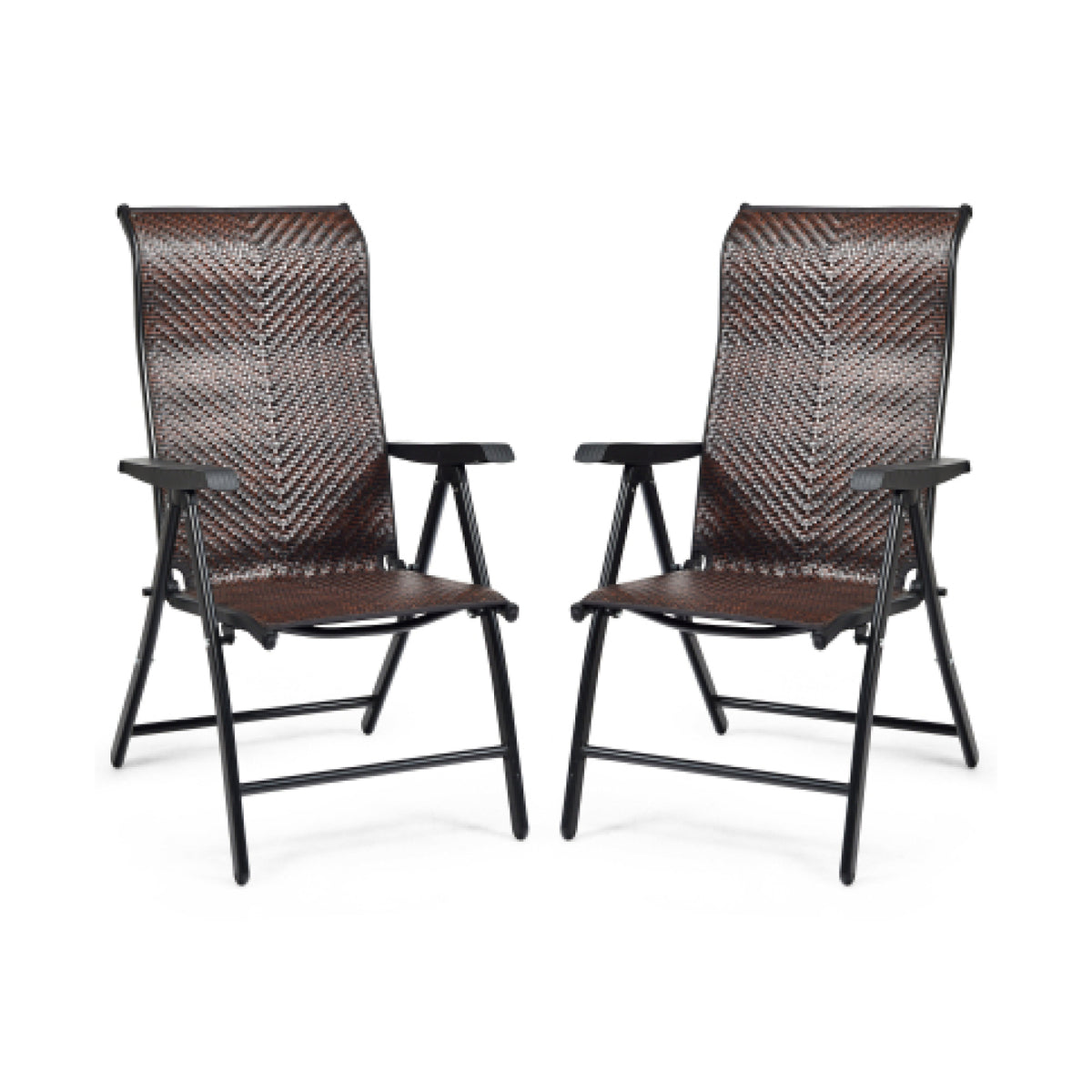 Set of 2 Stackable Patio Dining Chairs with Armrest