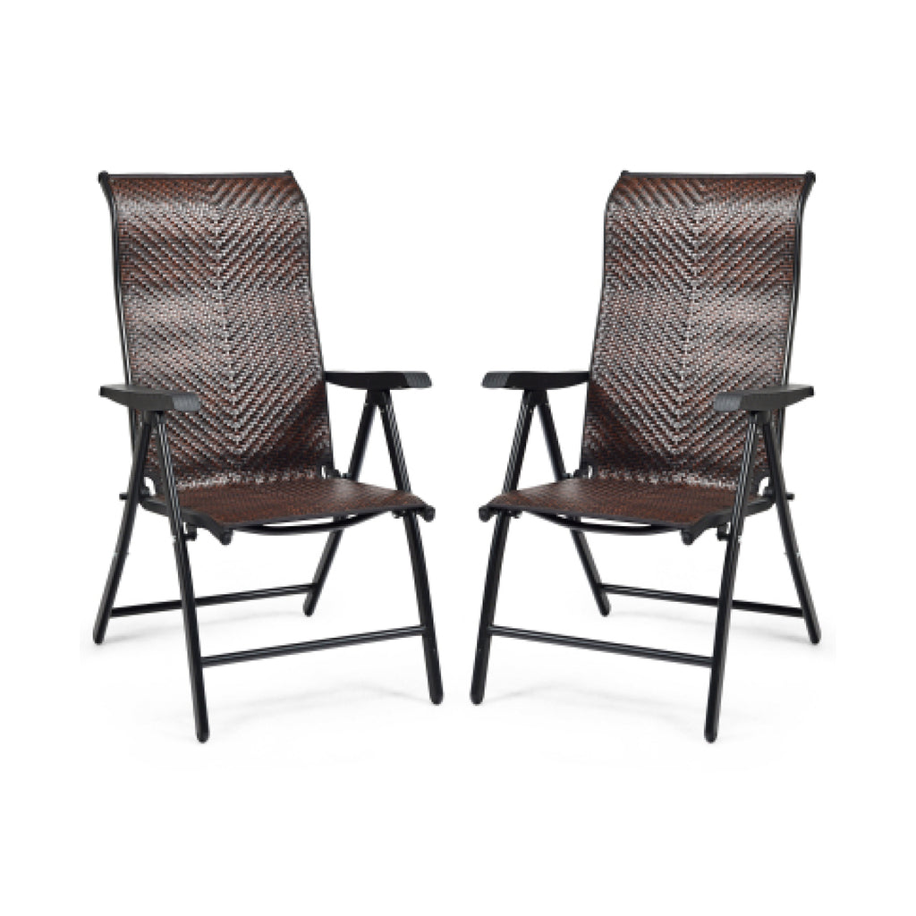 Set of 2 Stackable Patio Dining Chairs with Armrest