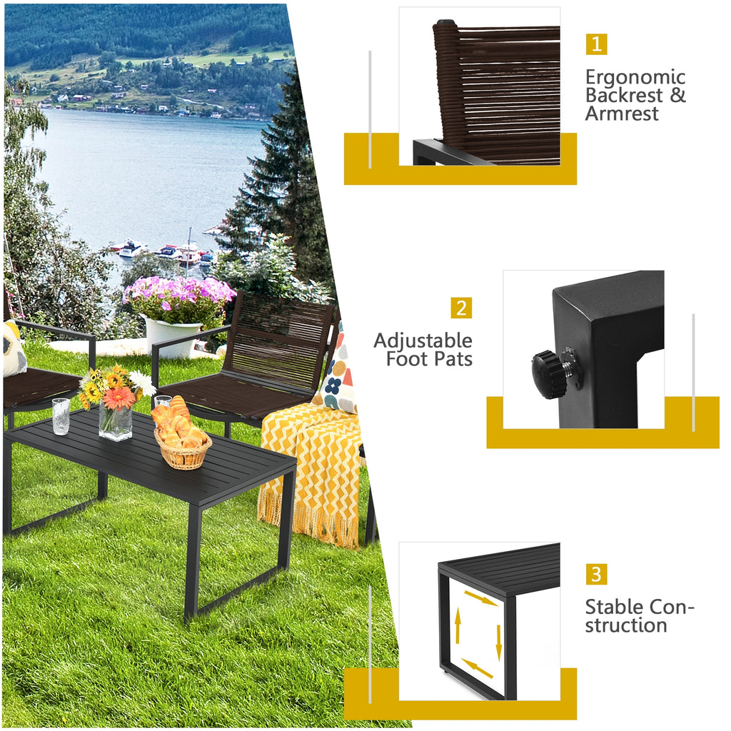4-Piece Patio Conversation Set with Sofa & Loveseat