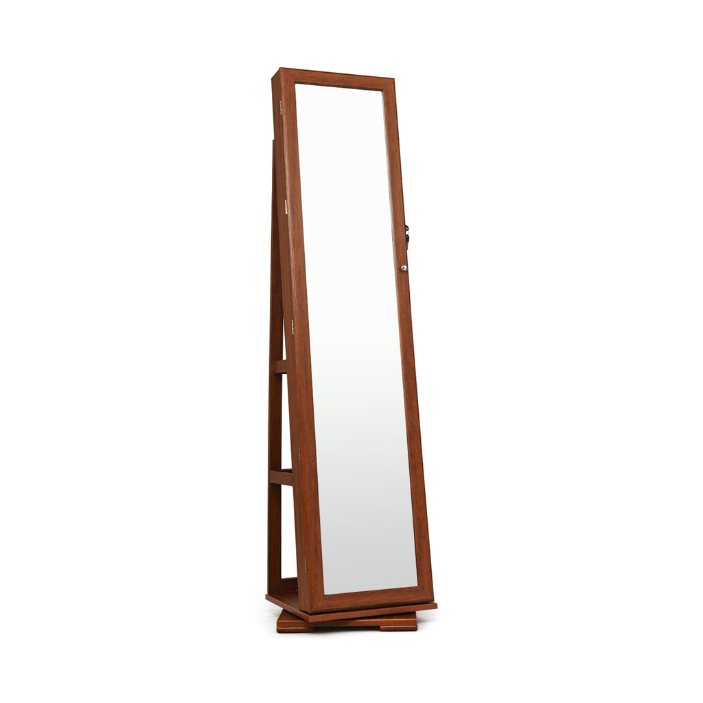 360° Rotating Jewelry Cabinet with Mirror - Purple, 3 Shelves