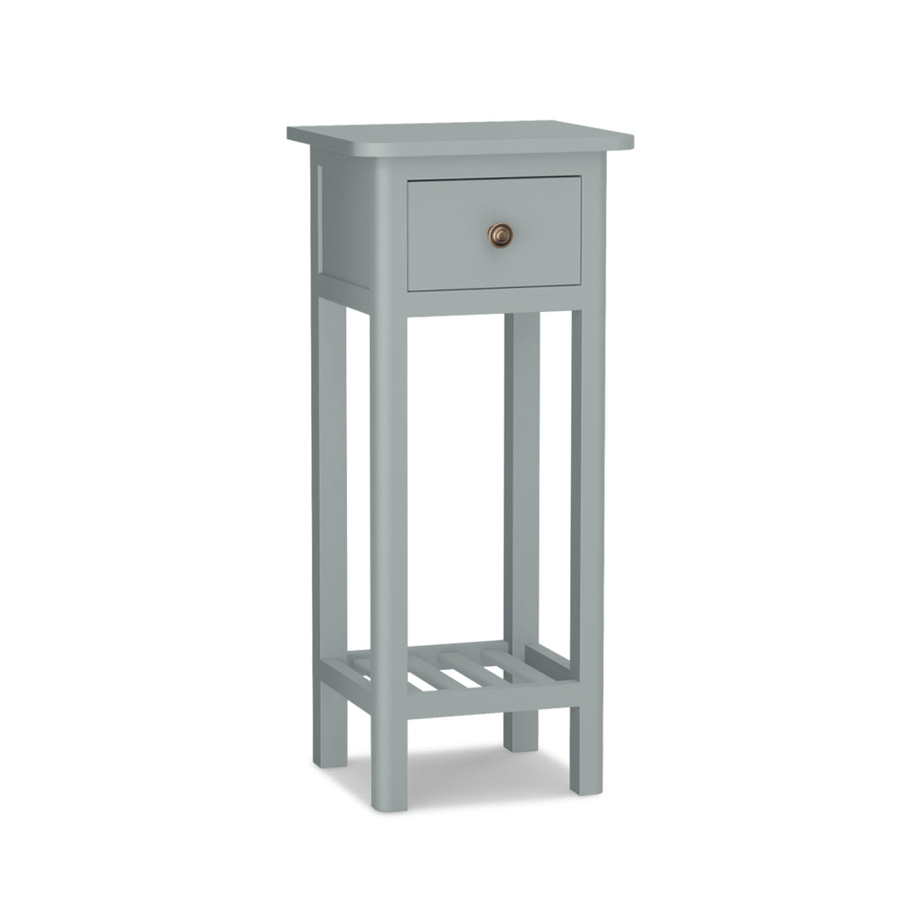 2 Tier Slim Nightstand with Drawer Shelf, White