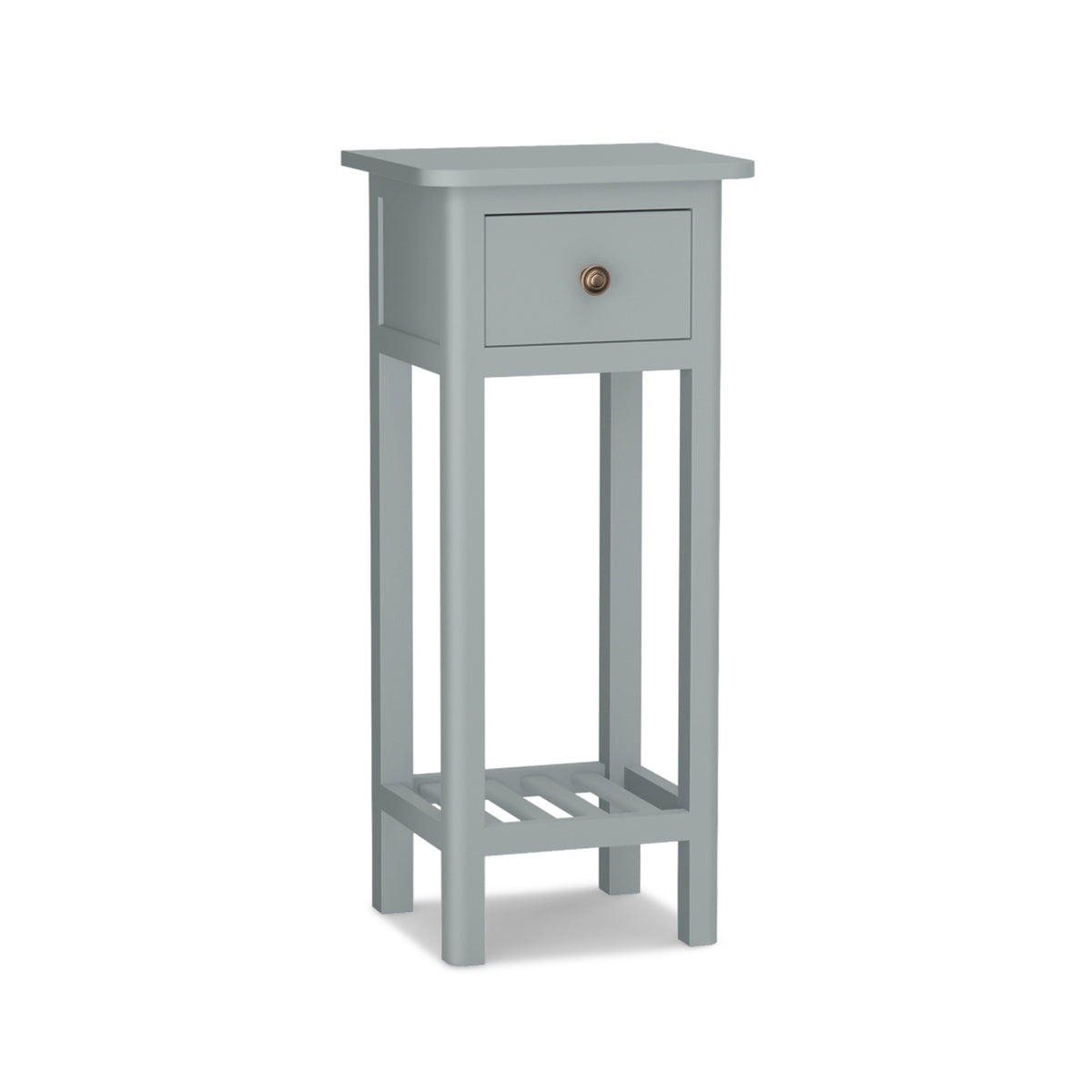 2 Tier Slim Nightstand with Drawer Shelf, White