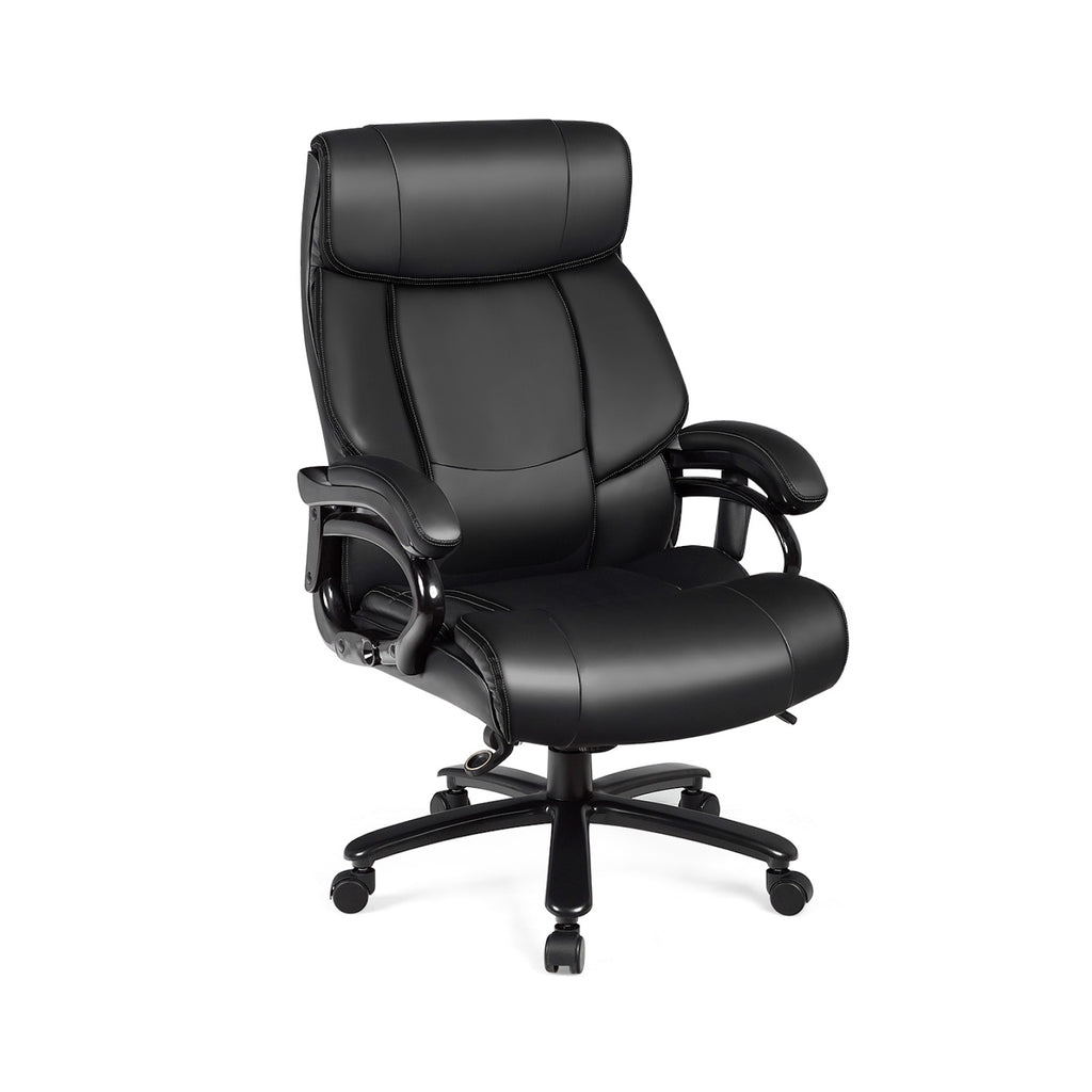 PU Leather Massage Office Chair with Foam Cushion – Big & Tall, Black