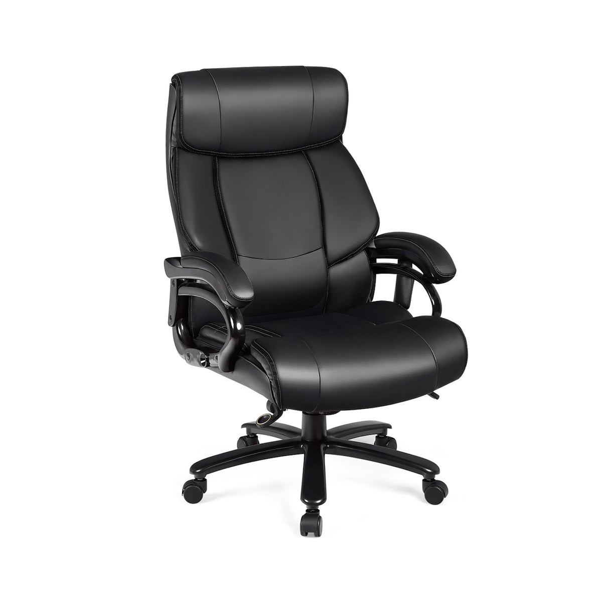 PU Leather Massage Office Chair with Foam Cushion – Big & Tall, Black