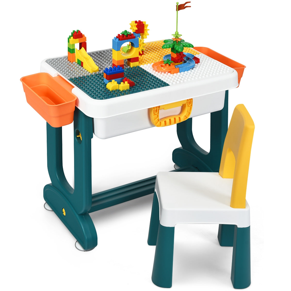 Kids Activity Table Set with Double-Sided Surface & Storage Carry Case - Suitable for 3+ Years