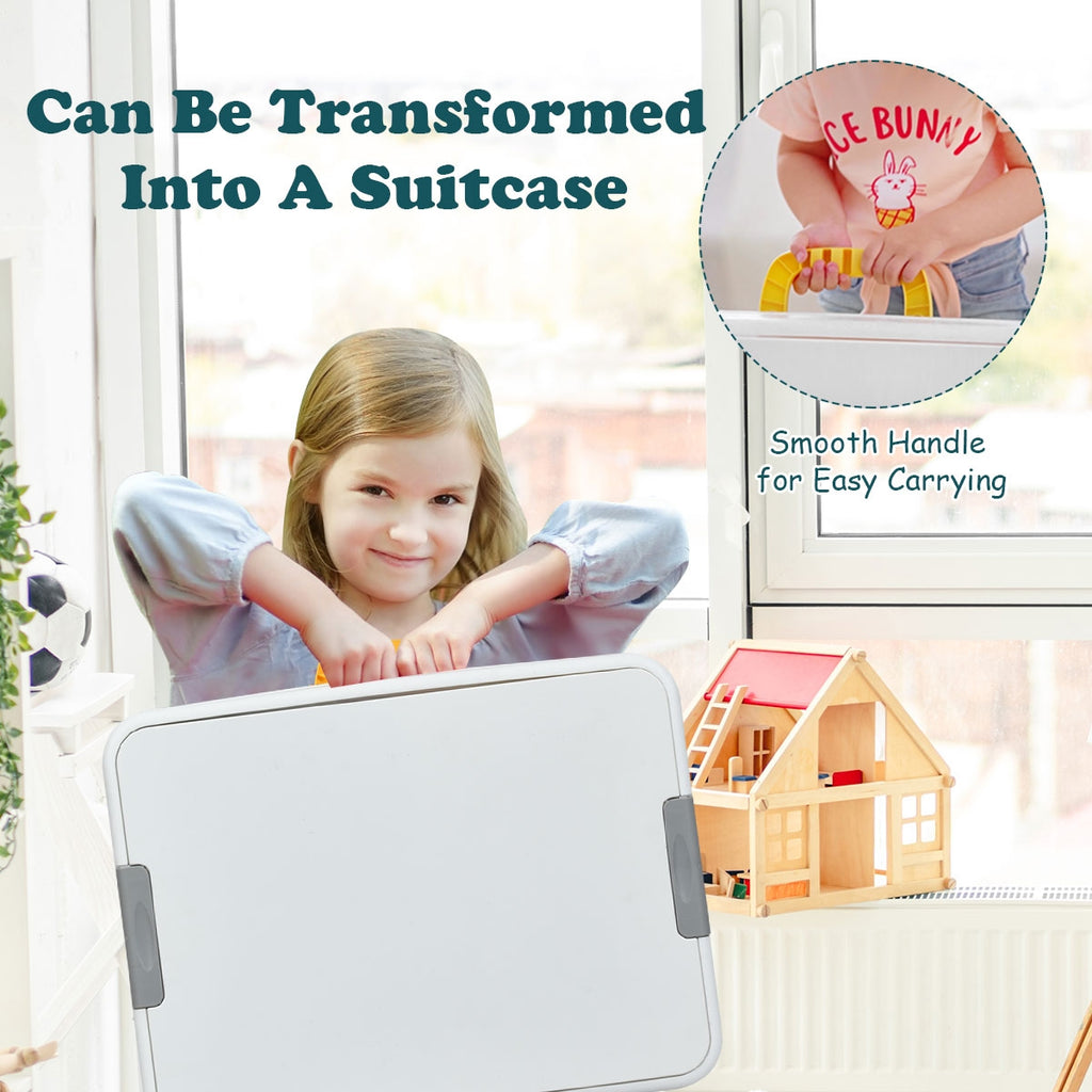 Kids Activity Table Set with Double-Sided Surface & Storage Carry Case - Suitable for 3+ Years