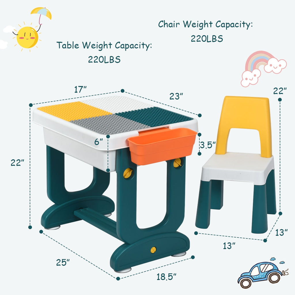 Kids Activity Table Set with Double-Sided Surface & Storage Carry Case - Suitable for 3+ Years