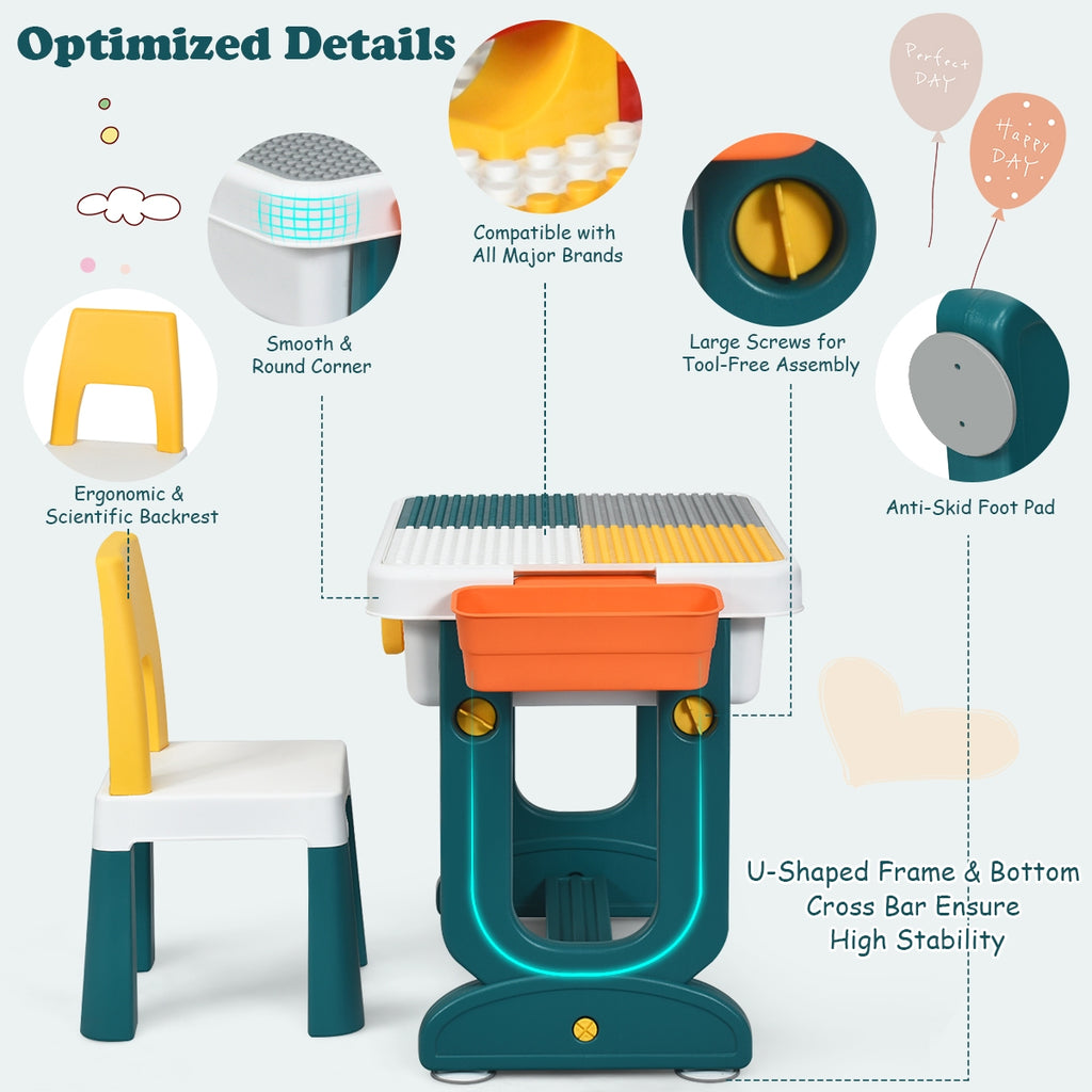 Kids Activity Table Set with Double-Sided Surface & Storage Carry Case - Suitable for 3+ Years