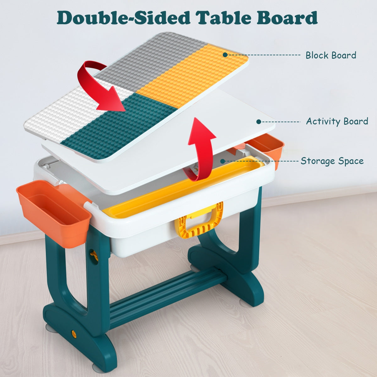 Kids Activity Table Set with Double-Sided Surface & Storage Carry Case - Suitable for 3+ Years