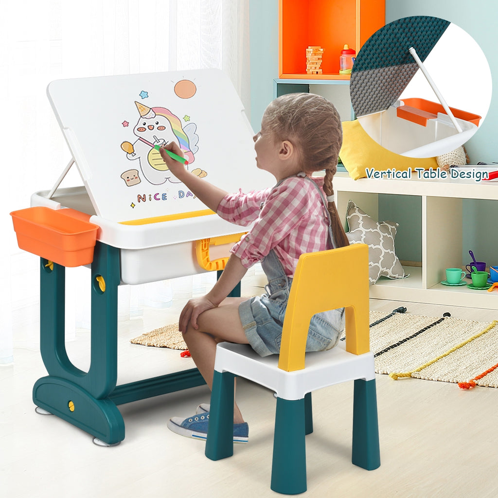 Kids Activity Table Set with Double-Sided Surface & Storage Carry Case - Suitable for 3+ Years