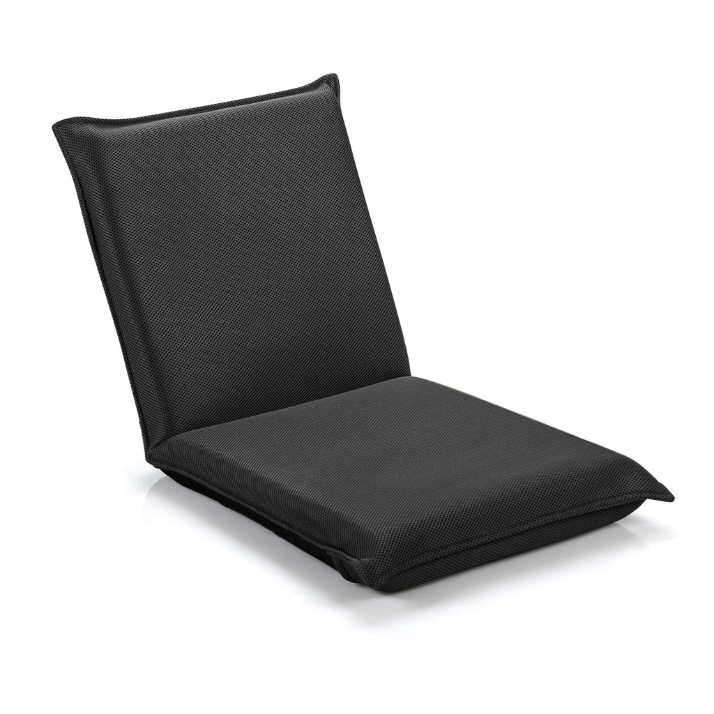 6-Position Folding Floor Chair with Back Support - Black