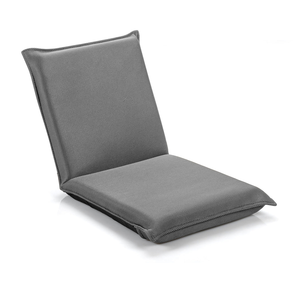6-Position Folding Floor Chair with Padded Support, Gray