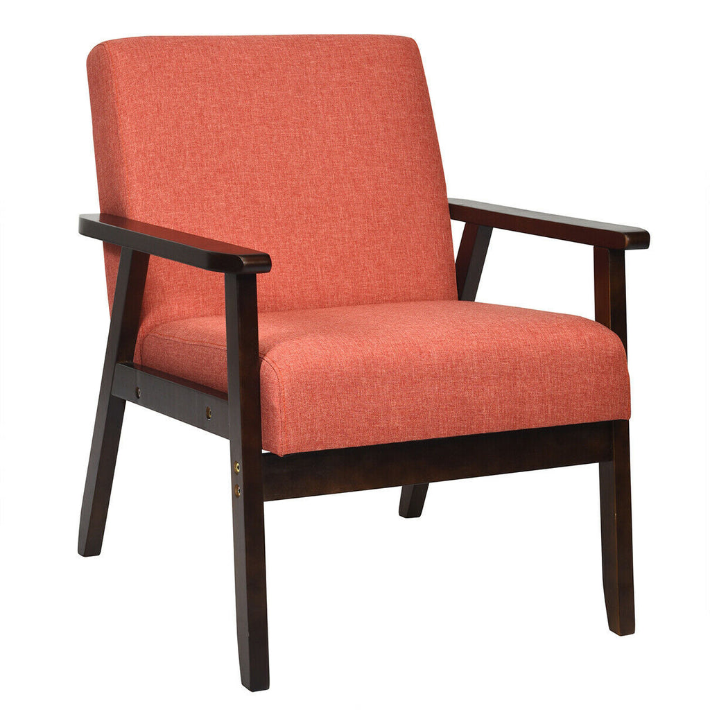 Mid-Century Retro Fabric Accent Armchair - Orange