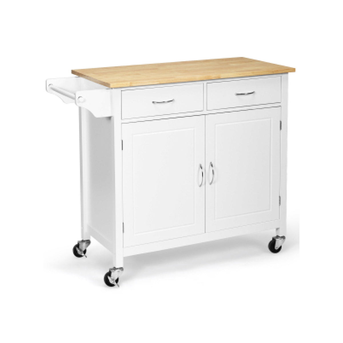 Modern Rolling Kitchen Cart with Wood Countertop - Brown