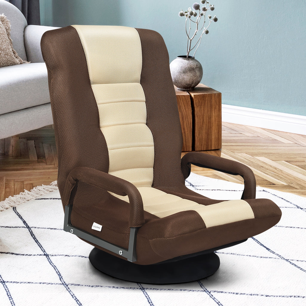 Foldable 360° Gaming Floor Chair with Adjustable Backrest - Gray