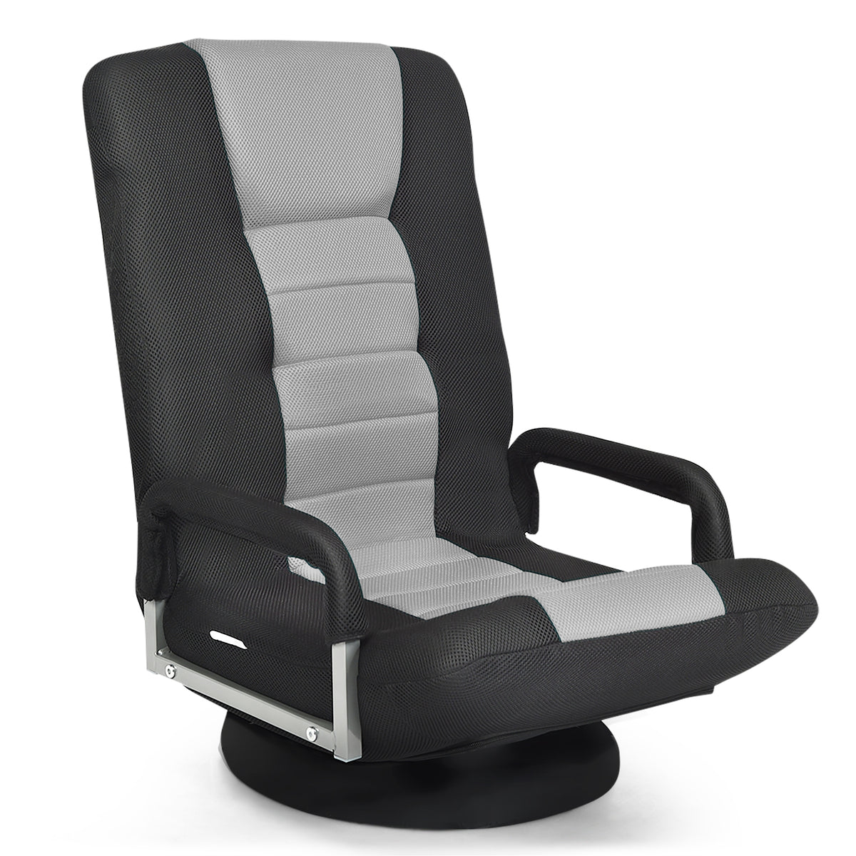 Foldable 360° Gaming Floor Chair with Adjustable Backrest - Gray
