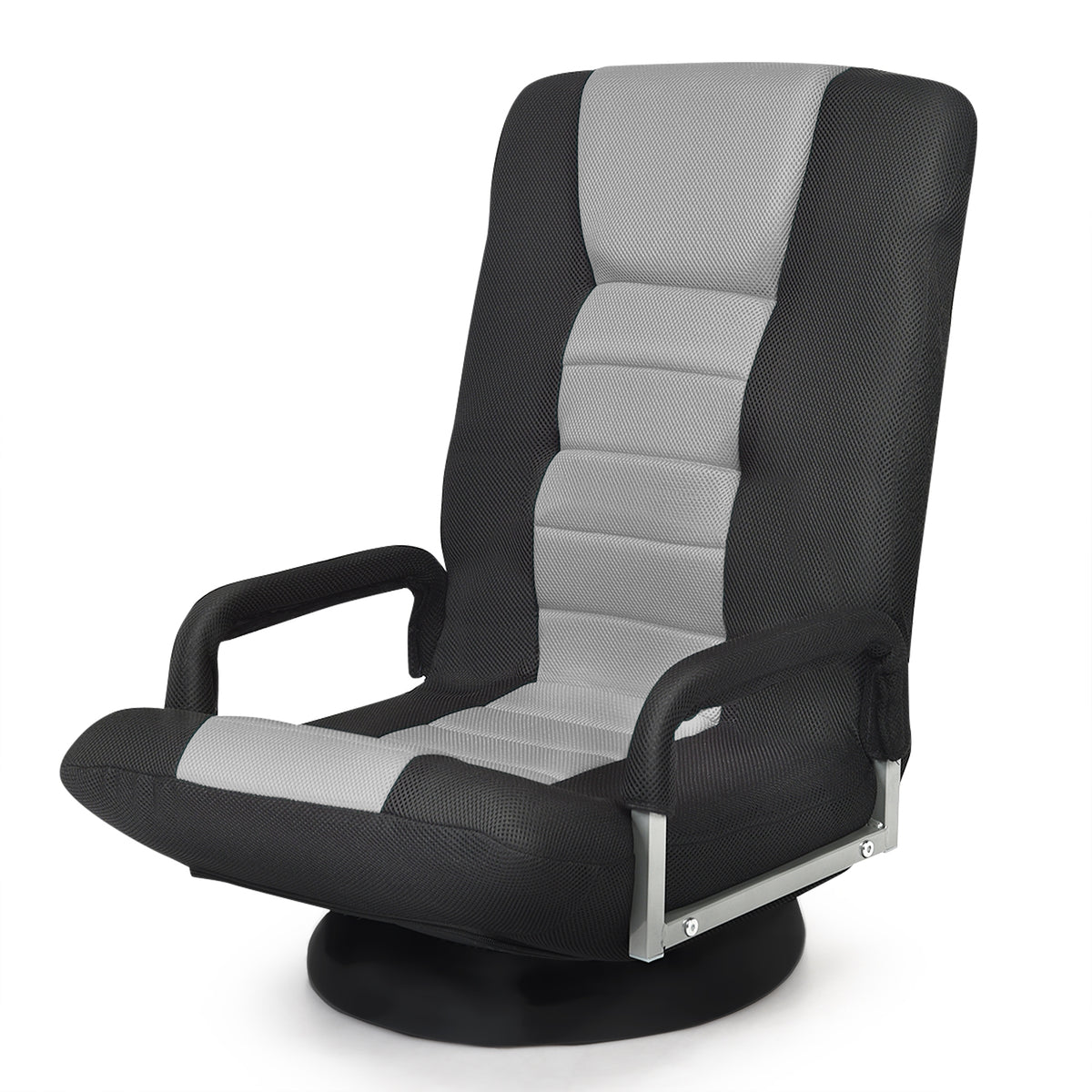 Foldable 360° Gaming Floor Chair with Adjustable Backrest - Gray