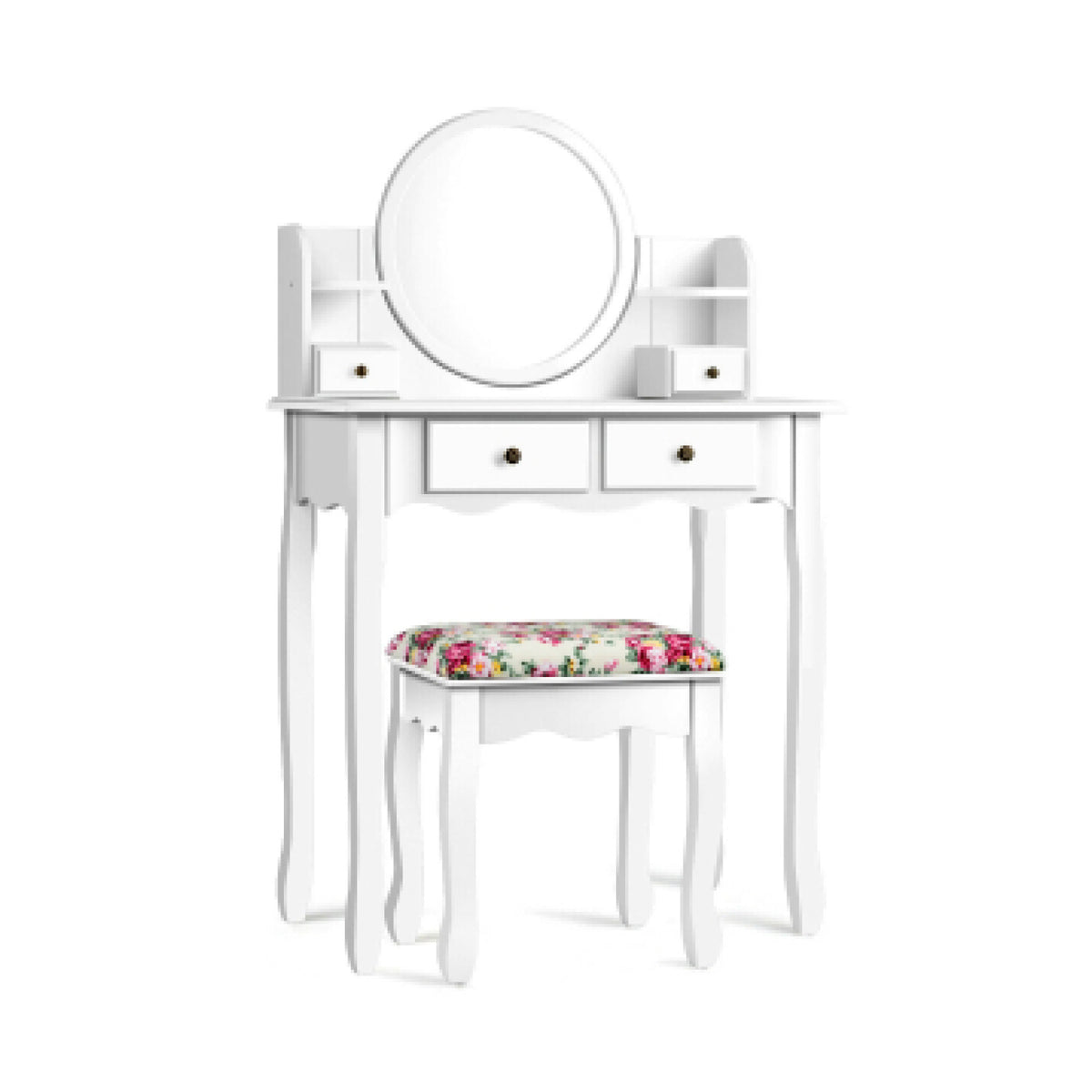 Makeup Dressing Table with 4 Drawers and Lighted Mirror
