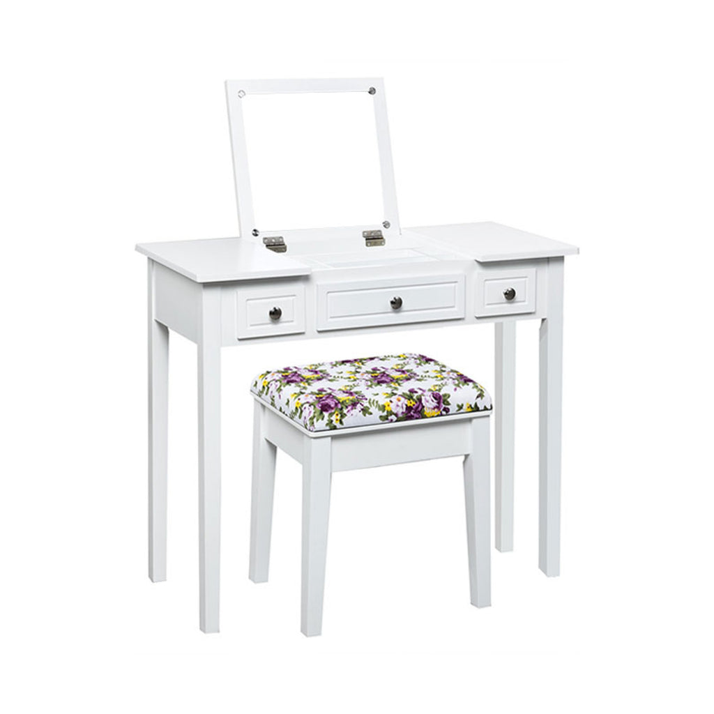Makeup Vanity Table with Flip Top Mirror and 2 Drawers, Pink