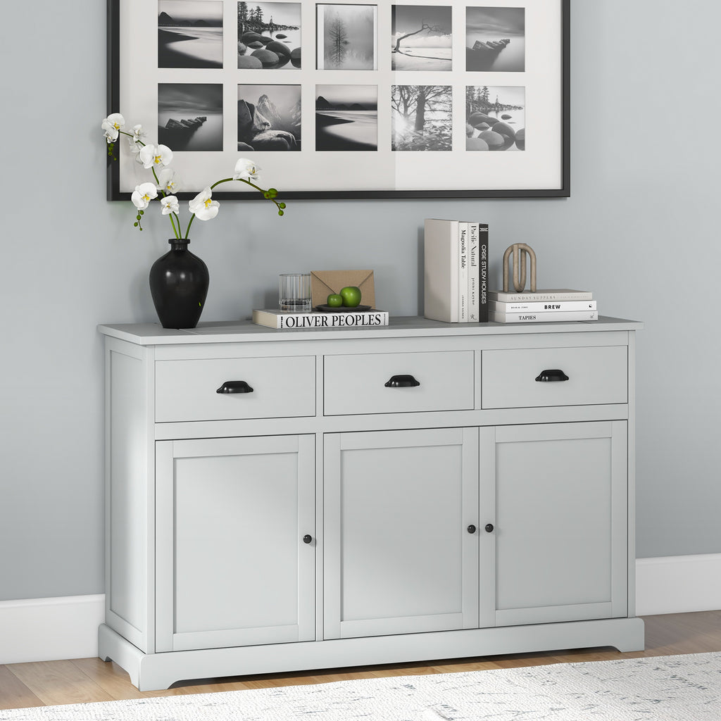 3-Drawer Sideboard Buffet Storage with Shelves - Gray