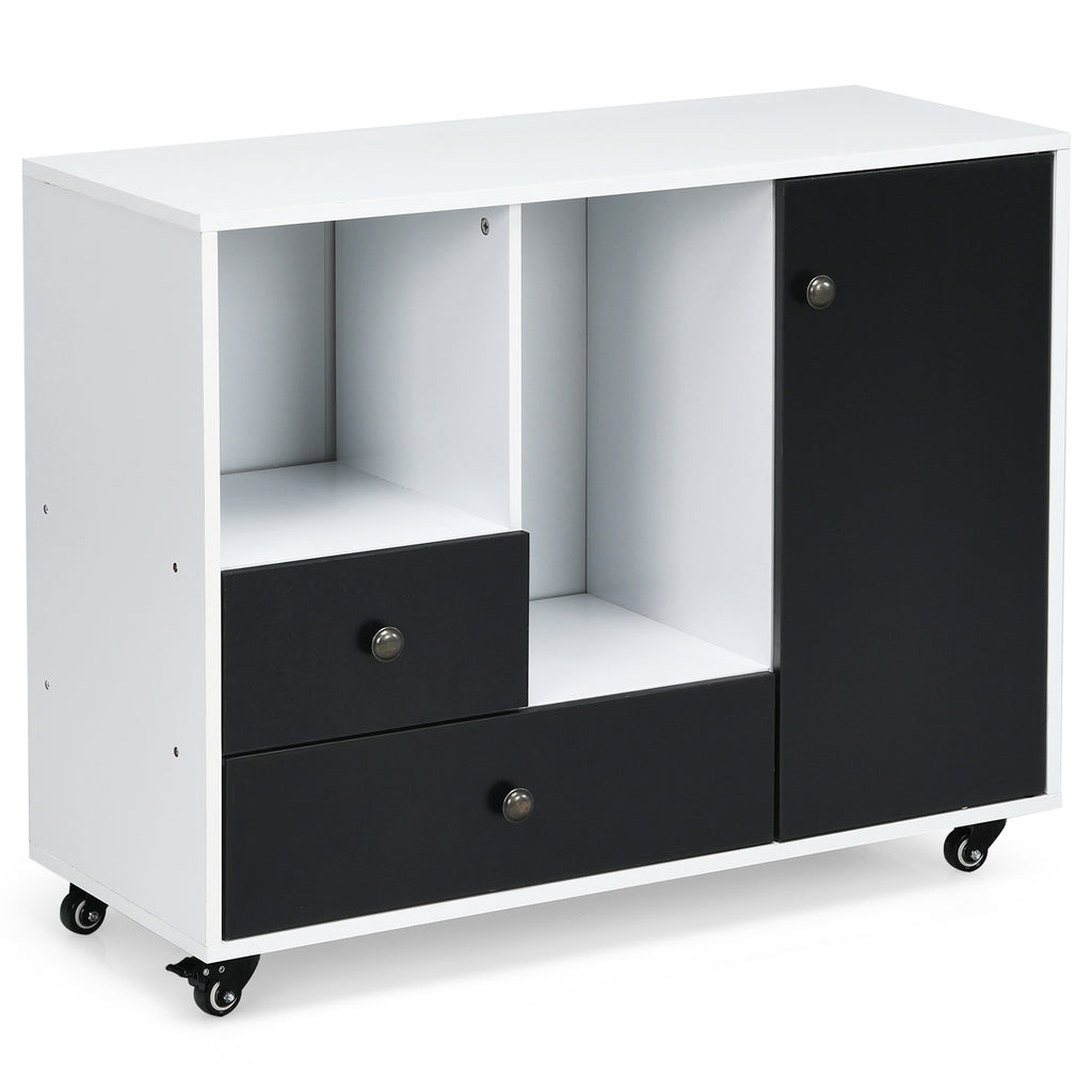 Lateral Mobile Filing Cabinet 2-Drawer - Round Knob Black