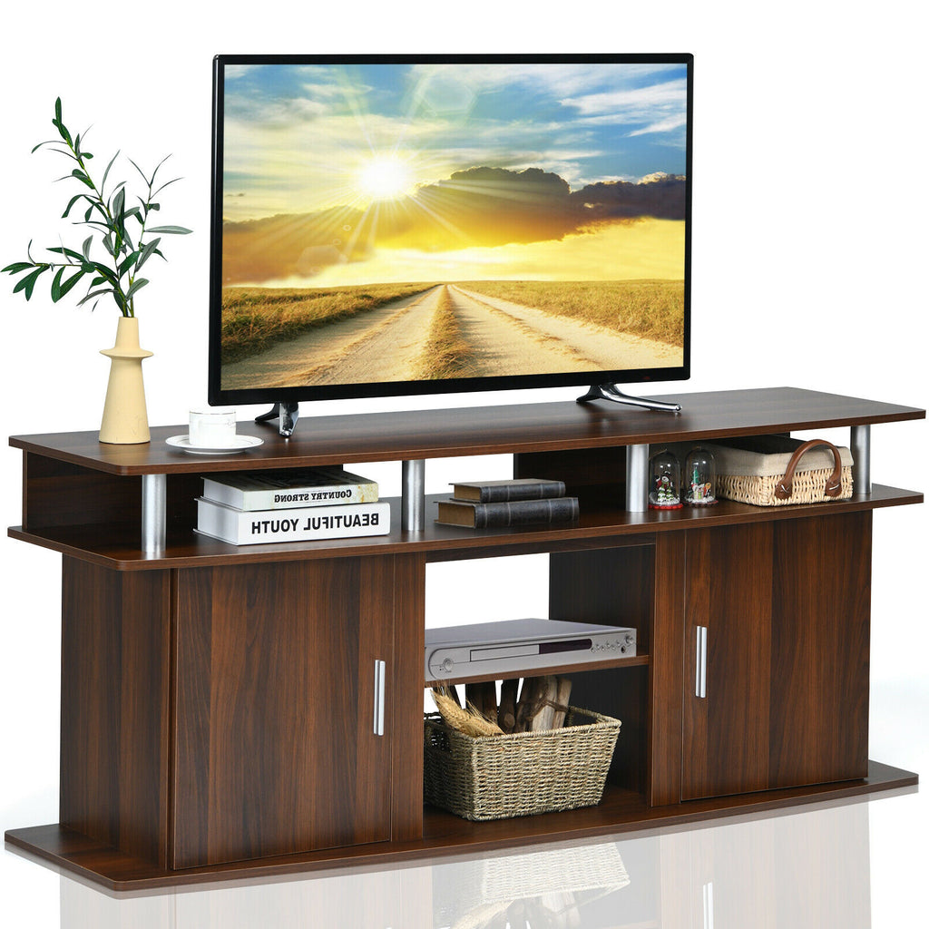 TV Entertainment Console for 70" TV - Fireplace Compatible, Walnut