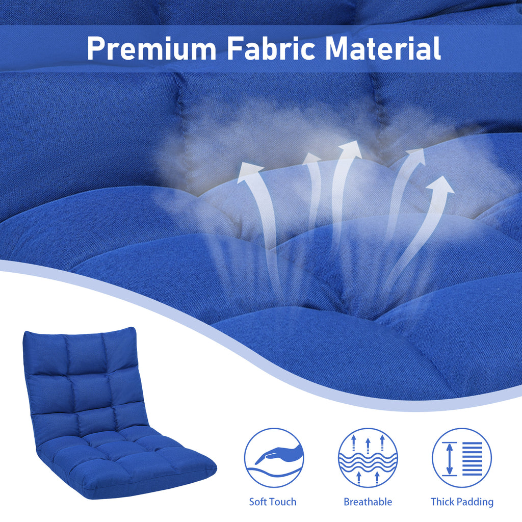 14-Position Floor Chair with Linen Fabric, Blue
