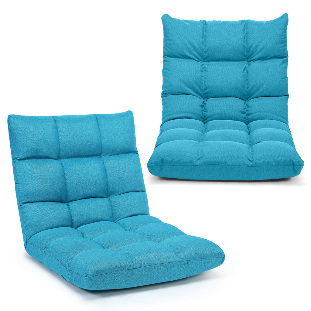14-Position Adjustable Floor Chair, Light Blue Linen
