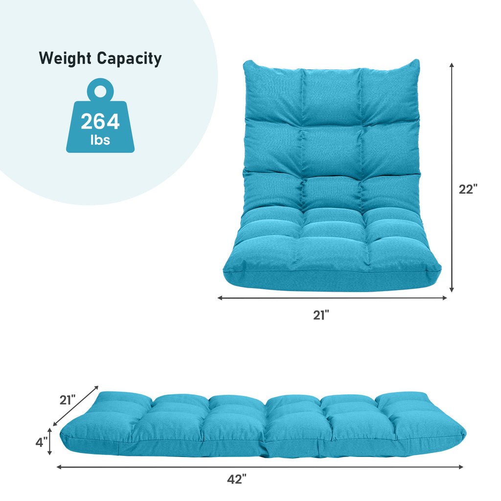 14-Position Adjustable Floor Chair, Light Blue Linen