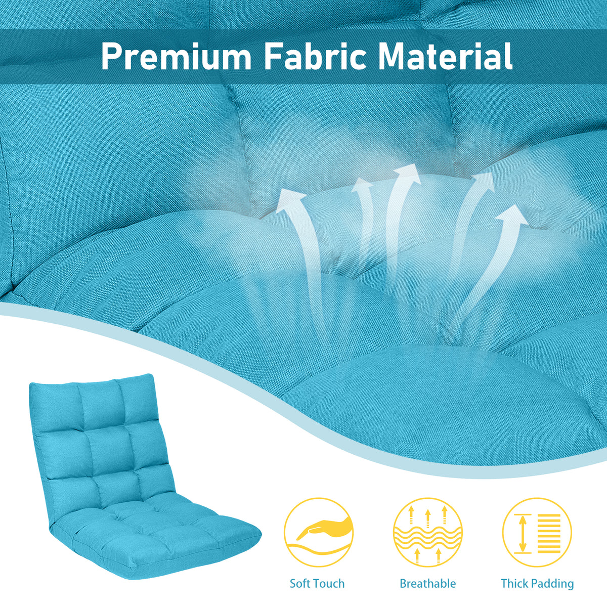 14-Position Adjustable Floor Chair, Light Blue Linen