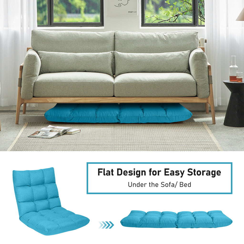 14-Position Adjustable Floor Chair, Light Blue Linen