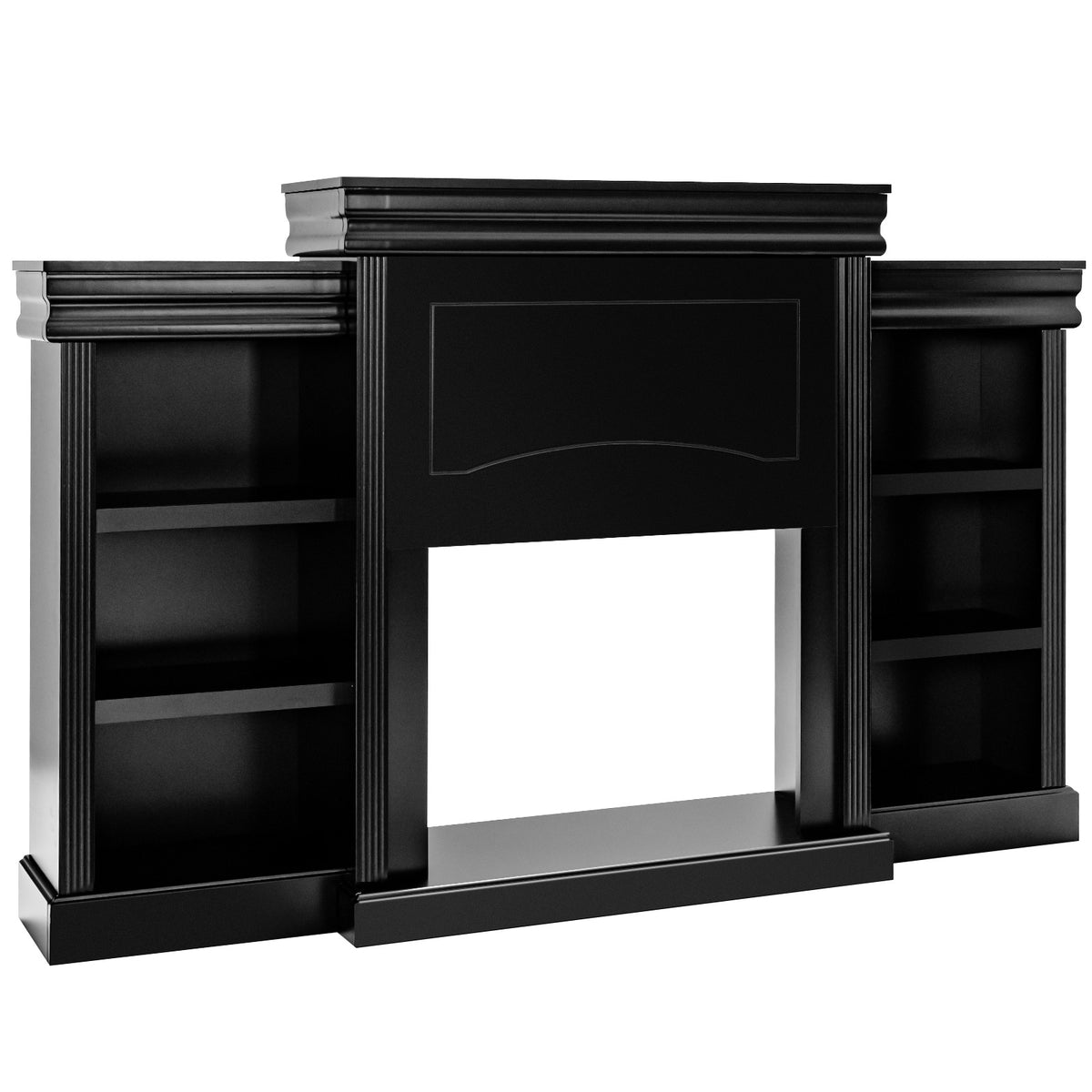 70" Modern Fireplace Media Entertainment Center with Bookcase - Brown