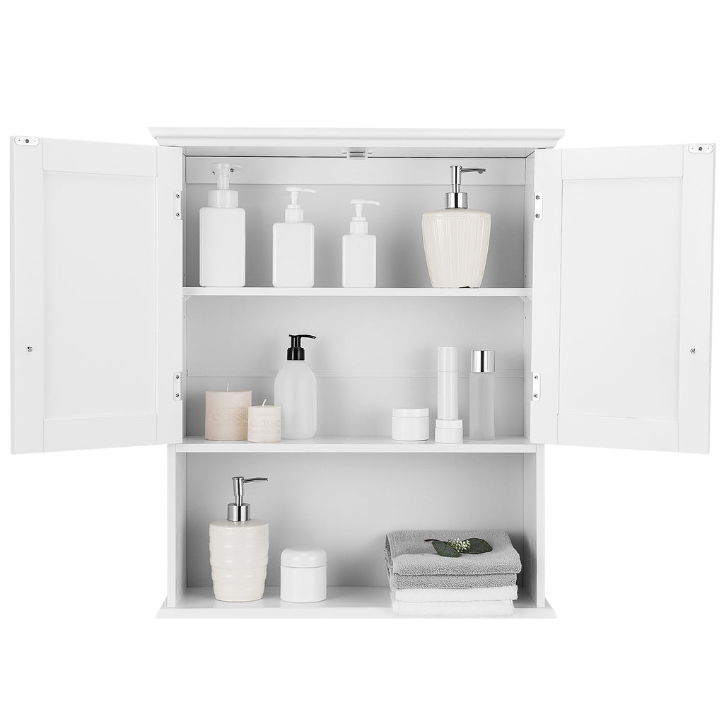 2-Door Wall Mount Bathroom Storage Cabinet with Open Shelf