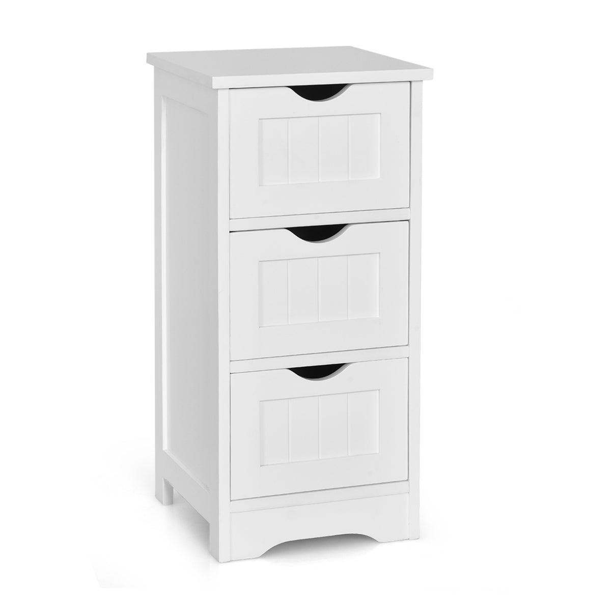 Tall Bathroom Storage Cabinet with LED Lights, White