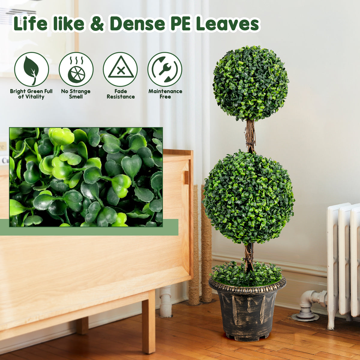 36 Inch Artificial Double Ball Tree for Indoor & Outdoor Use UV Protected