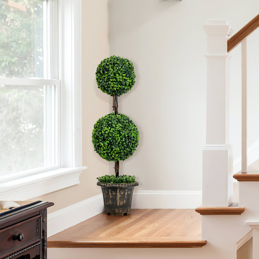 36 Inch Artificial Double Ball Tree for Indoor & Outdoor Use UV Protected