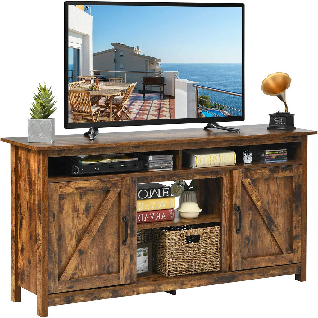 60" Industrial Fireplace TV Stand with Storage - Brown